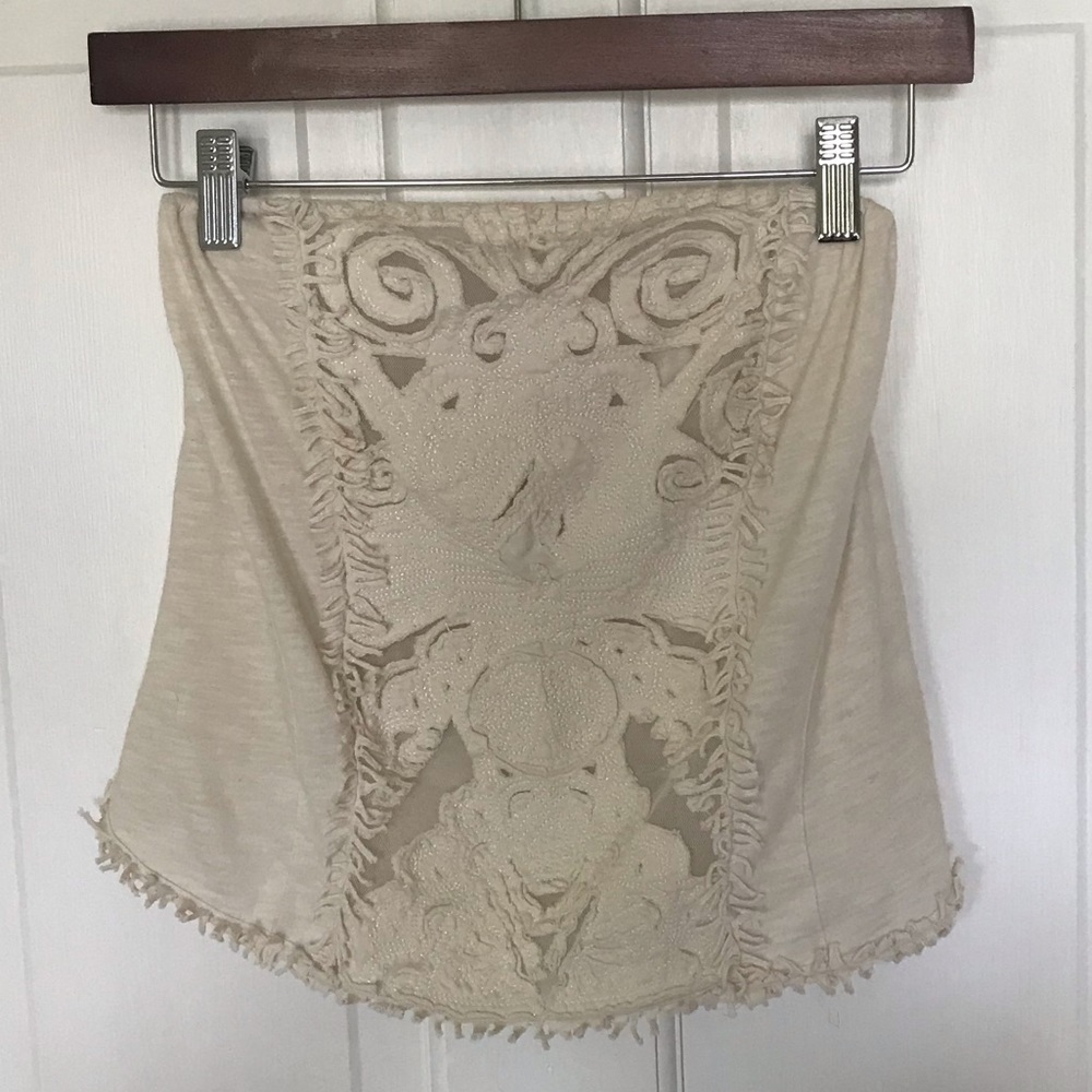 Free People Strapless Cream Top
